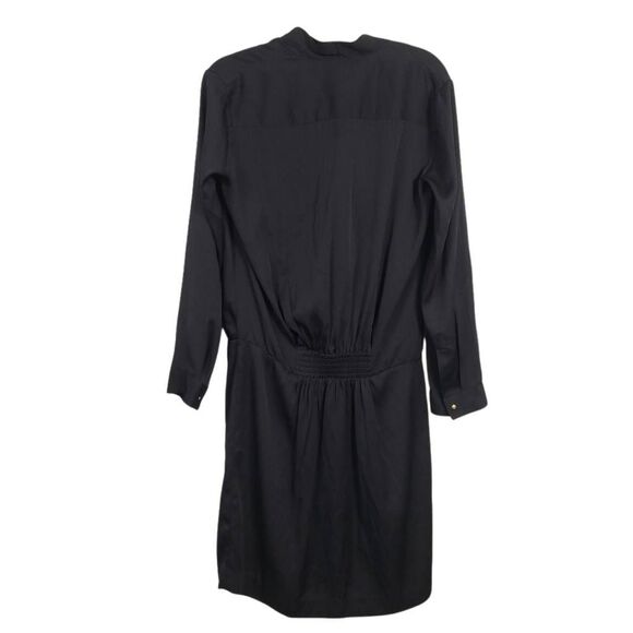 NWT Diane Von Furstenberg Issie Silk Draping Dress Sz 6 Black Satin Drop Waist - Picture 3 of 10